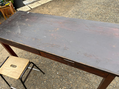 Iroko science lab table / desk from Smithdon school brutalist design c1954