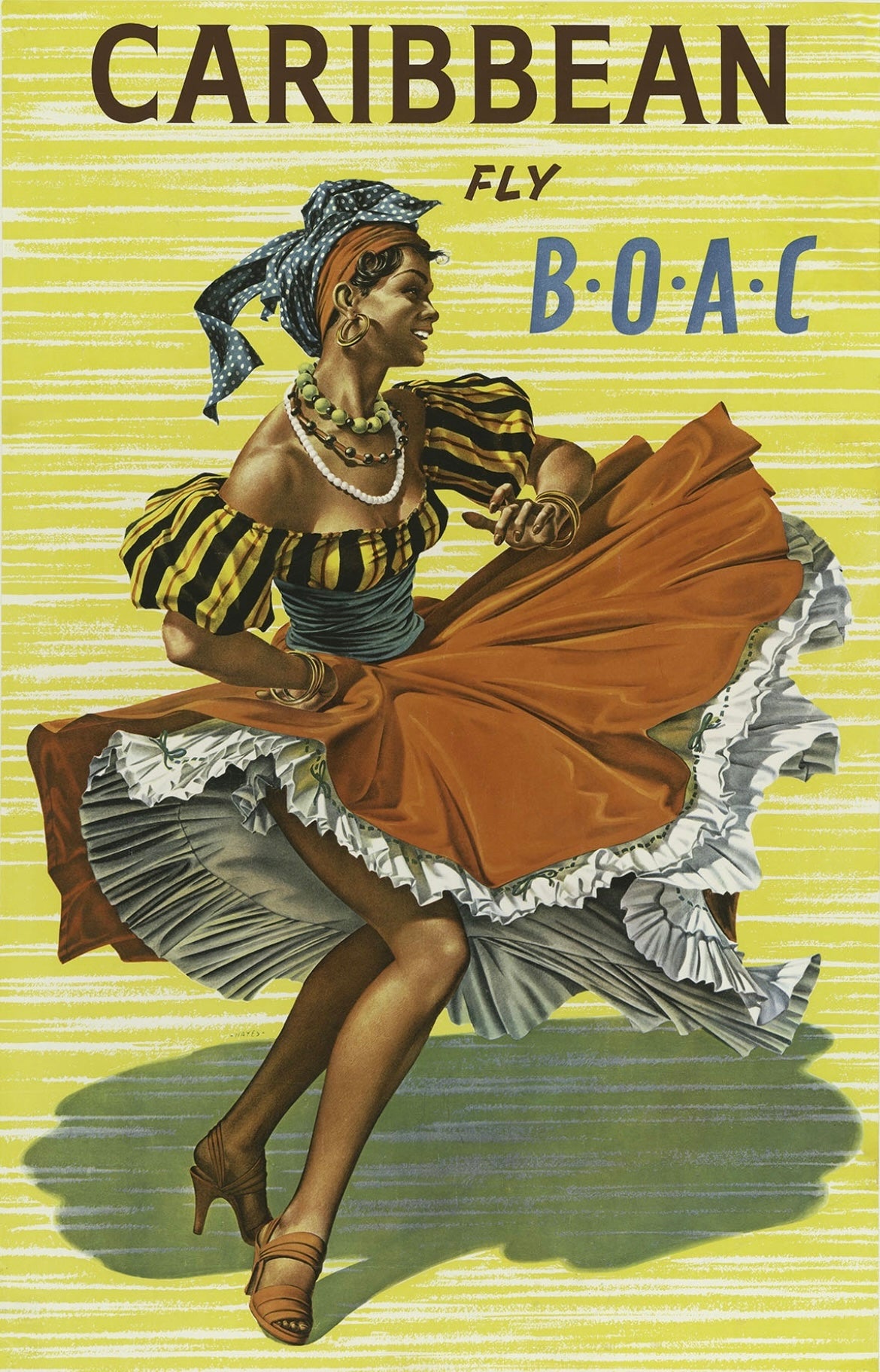 BOAC Caribbean travel poster 1950s