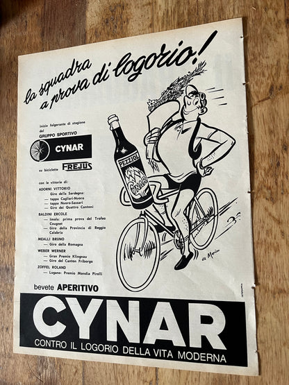Cynar aperitvo Giro d'italia advertisement 1963