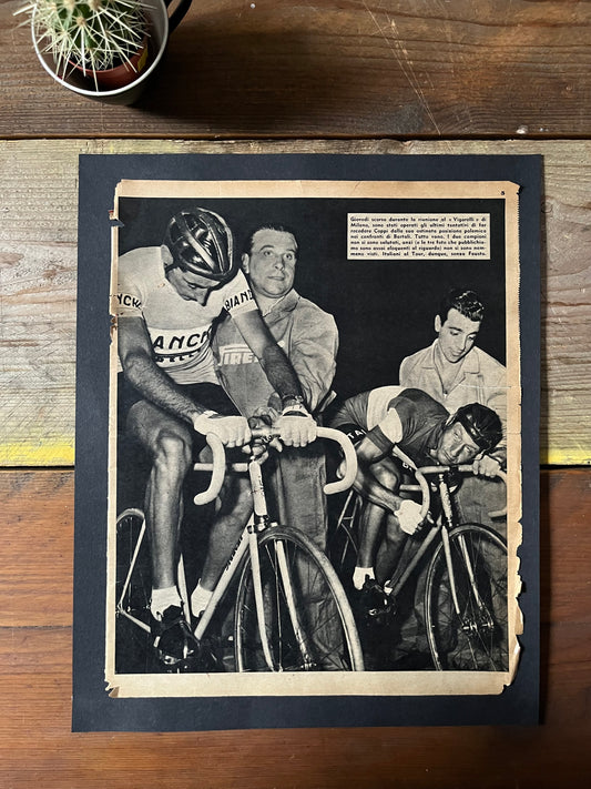 Vintage Cycling Print - Fausto Coppi Gino Bartali 1953 Pista