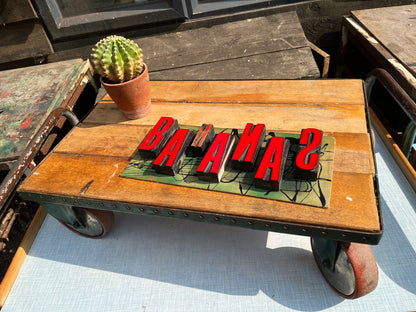 Vintage 1950s industrial trolley plant stand