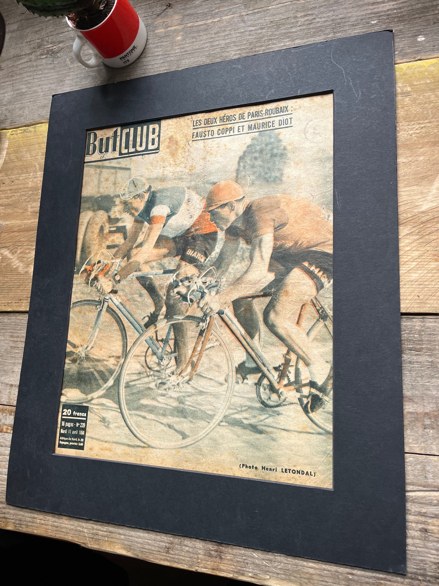 Fausto Coppi Marcel bidot Bianchi Paris Roubaix original vintage cycling print 1950