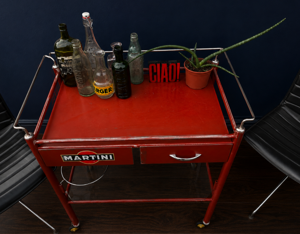 Vintage Martini logo drinks trolley ex medical