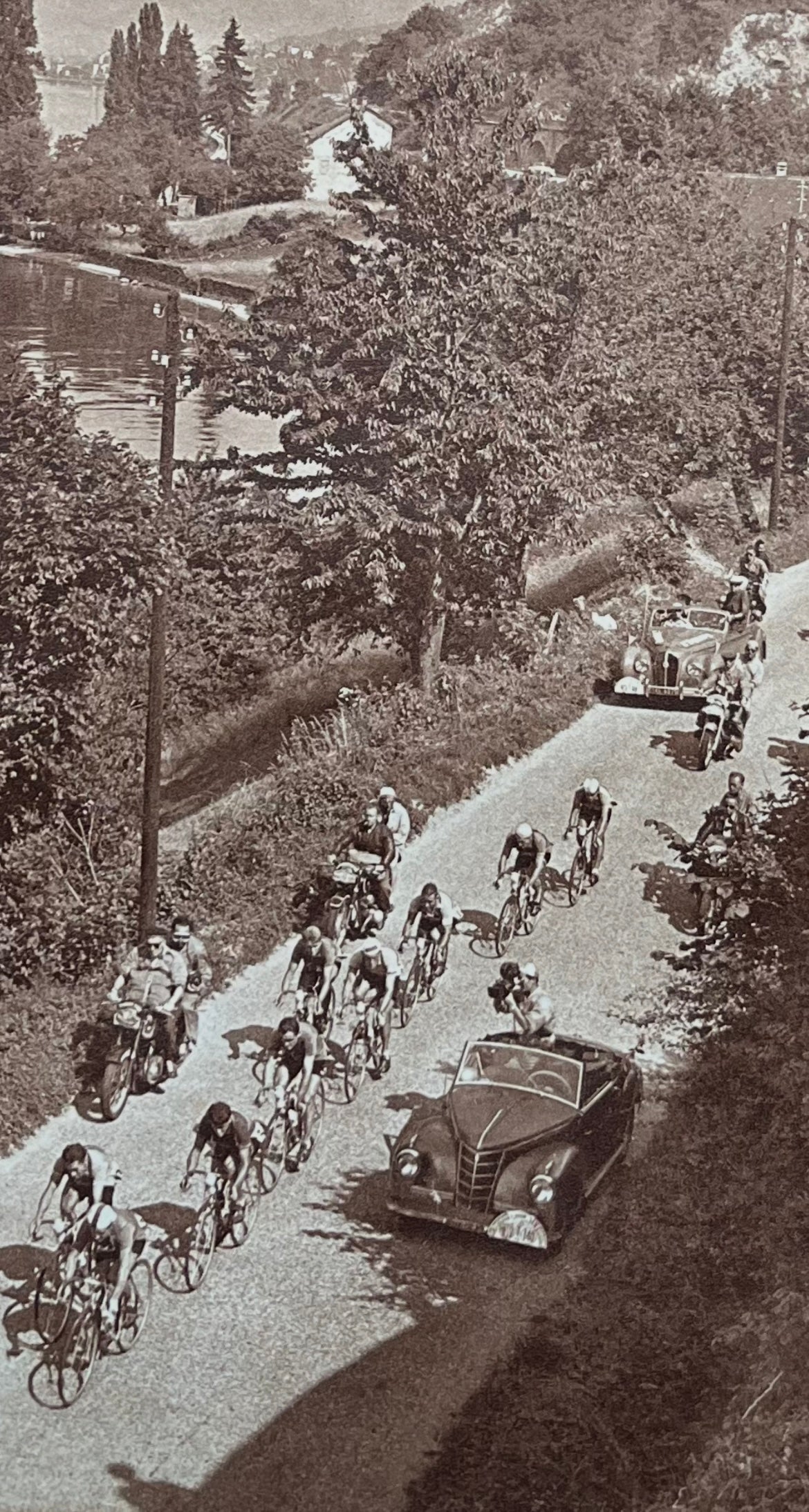 Tour de France vintage print c1952 Lac Le man