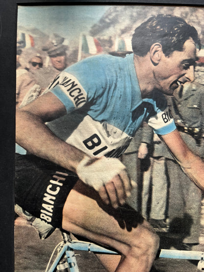 Fausto Coppi Bianchi 1950 original vintage cycling print