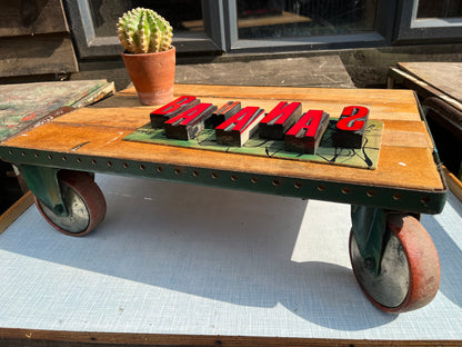 Vintage 1950s industrial trolley plant stand