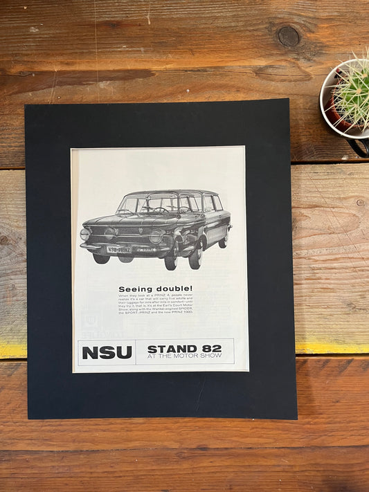 Vintage NSU car advertising print 1961