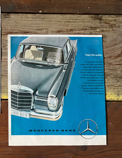 Mercedes Fintail 220 vintage poster 1960