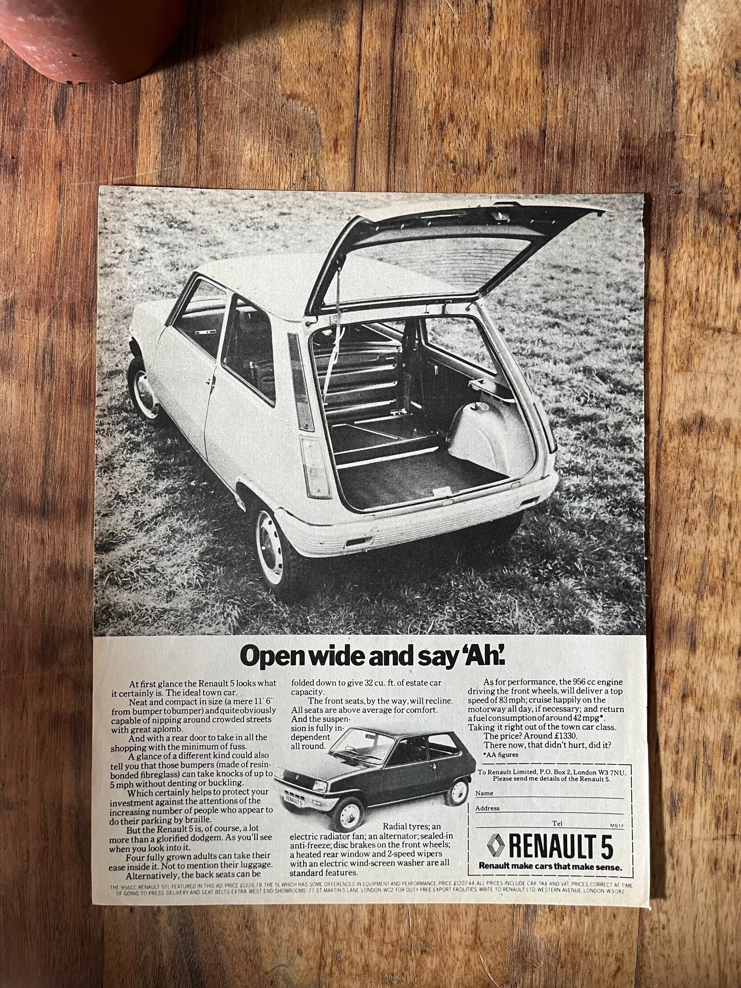 Vintage 1970s Renault 5 advertisement