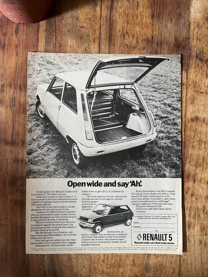 Vintage 1970s Renault 5 advertisement