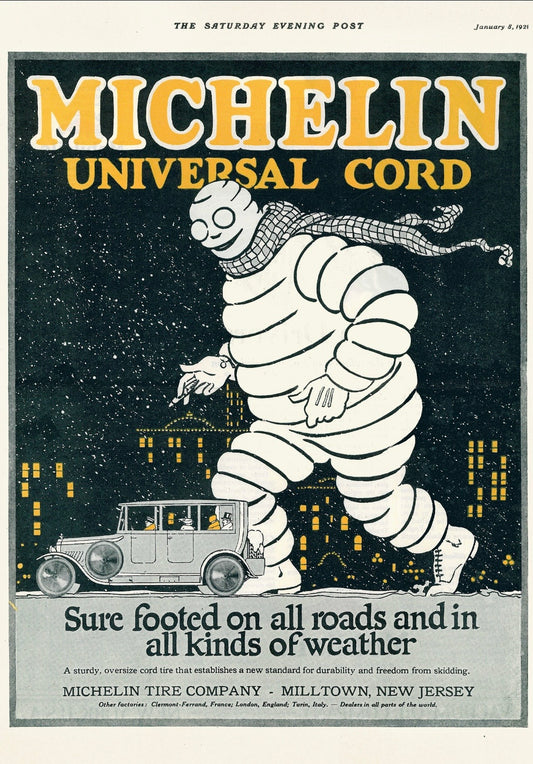 Michelin vintage poster - Universal cord c1921