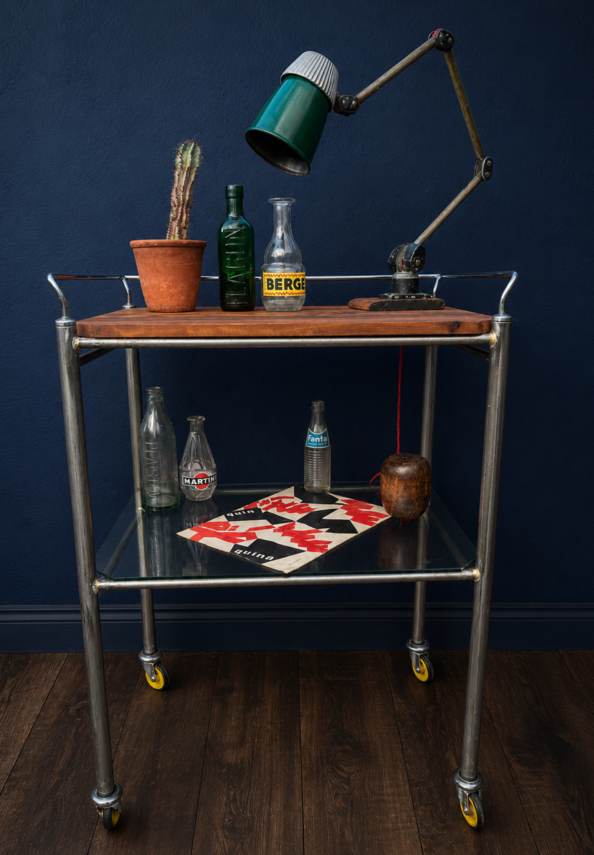 1950s medical trolley stripped metal