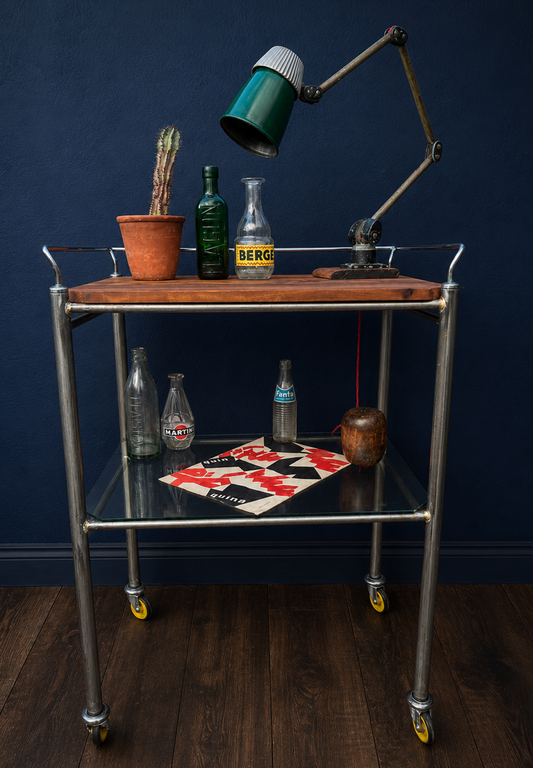 1950s medical trolley stripped metal