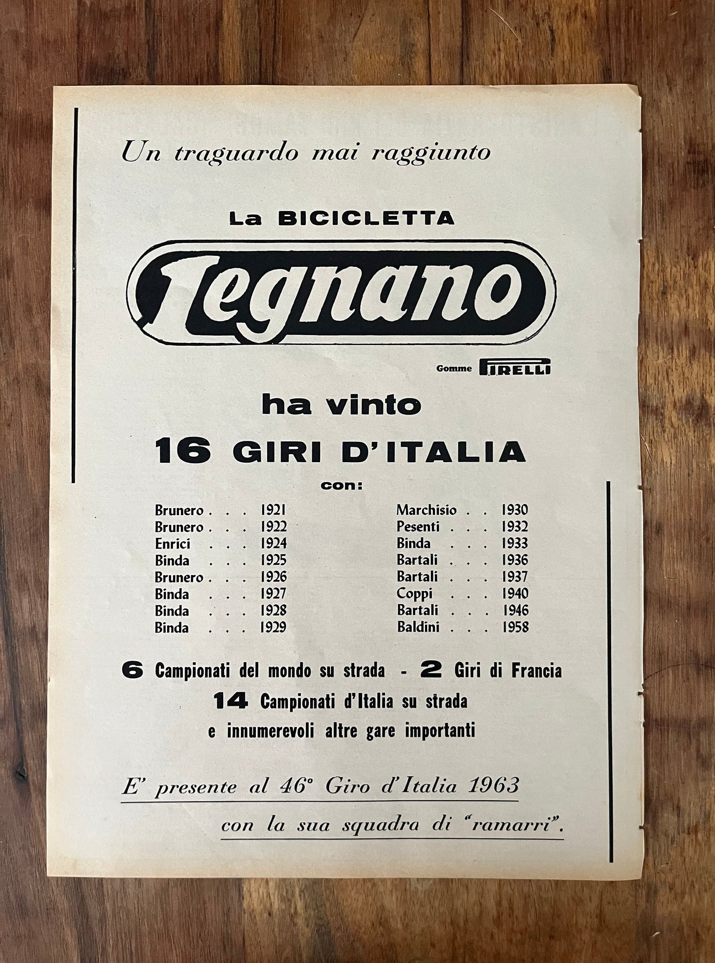 Giro d'italia Legnano Magazine original artwork 1963