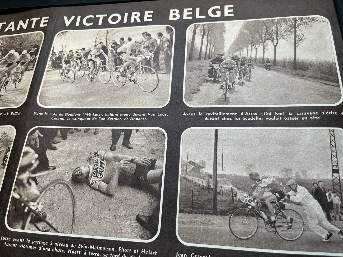 Vintage Cycling Print -Paris-Roubaix Race, Original 1959