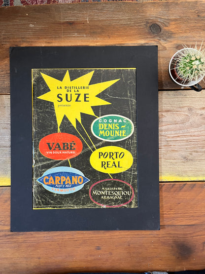 Vintage original advertising Print - Carpano, Suze, France, 1950'S