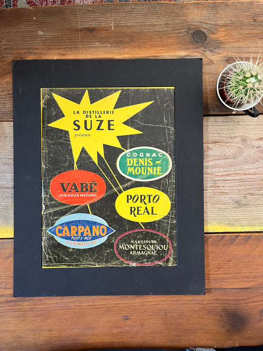 Vintage original advertising Print - Carpano, Suze, France, 1950'S