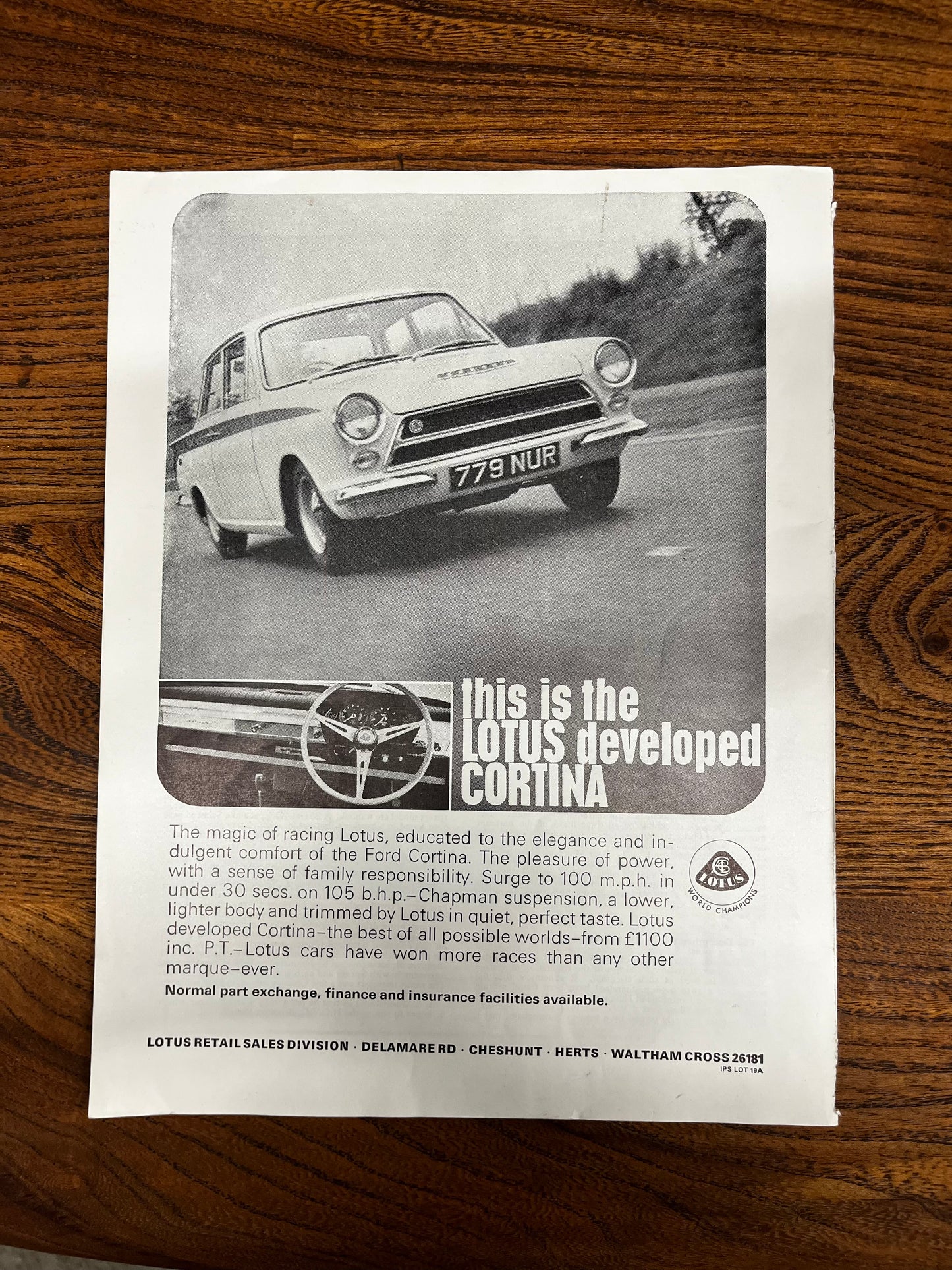 Ford Lotus Cortina original advertisement