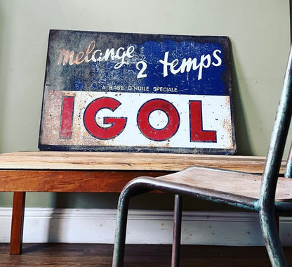 IGOL French metal scooter oil sign c1950s