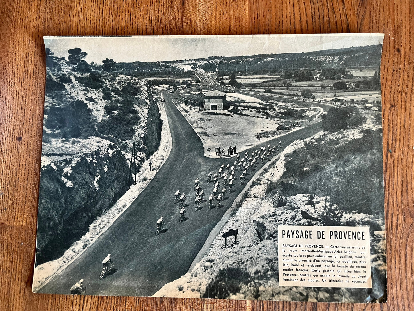Vintage Tour de France cycling print c1950s Paysage de Provence
