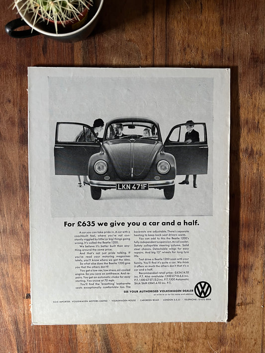 Vintage VW Volkswagen Beetle advertisement - 1967