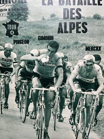 Vintage Cycling Print - Tour de France, Merckx Gimondi, Pingeon 1969