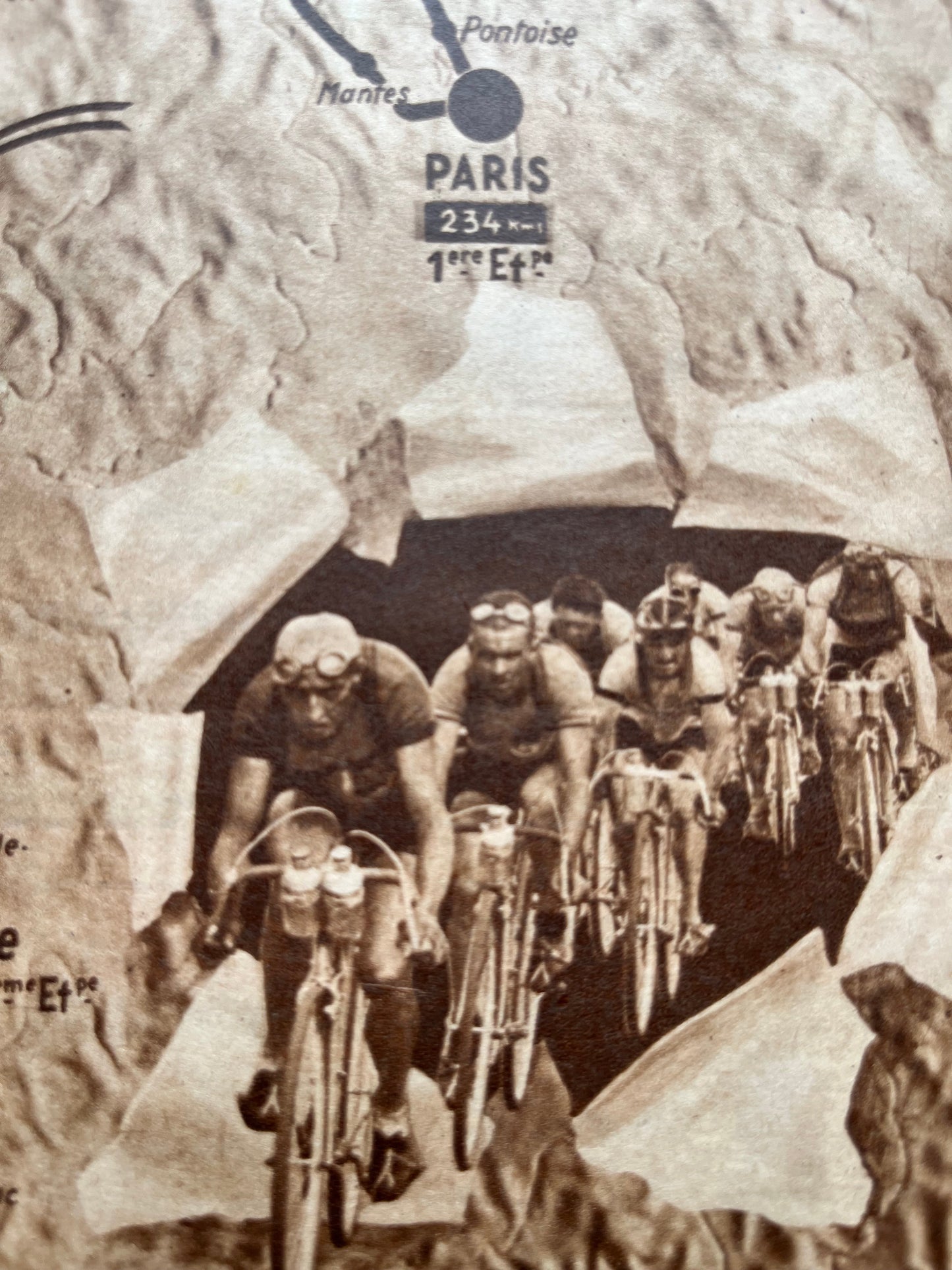 1948 vintage Tour de France map