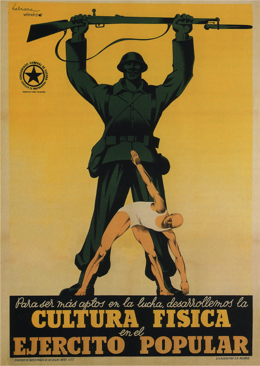 Spanish civil war Vintage Poster “Cultura fisica en el ejercito” c1936
