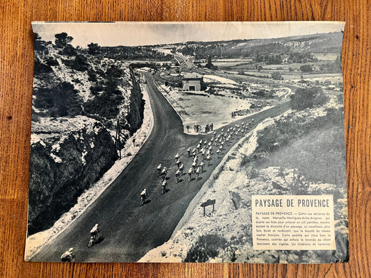Vintage Tour de France cycling print c1950s Paysage de Provence
