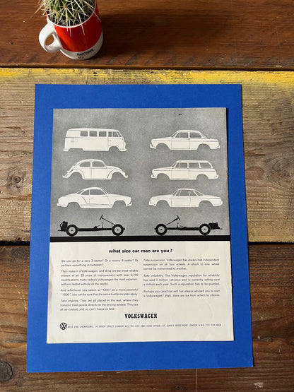 Vintage VW Volkswagen Beetle advertising print - 1960s
