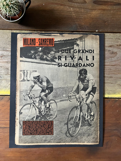 Vintage Cycling Print - Fausto Coppi 1953 Milan San Remo