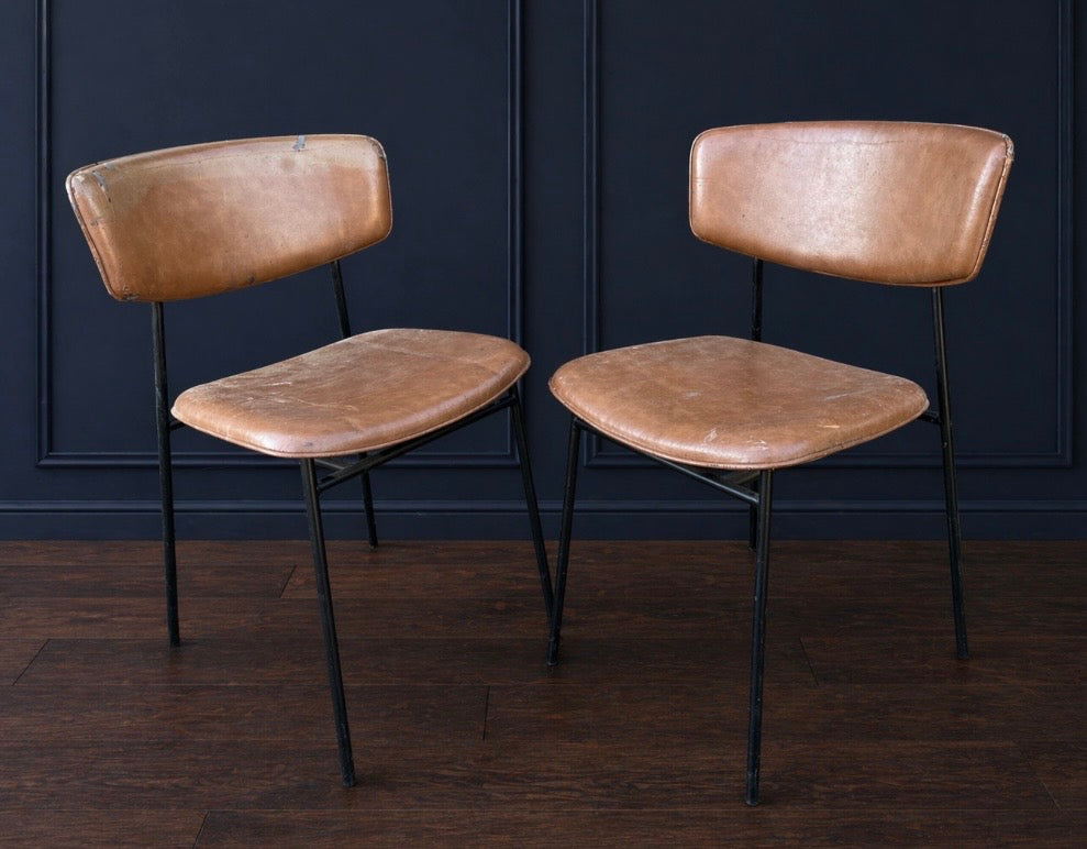 Pair of Calligaris “Fifties” dining chairs for refurbishment