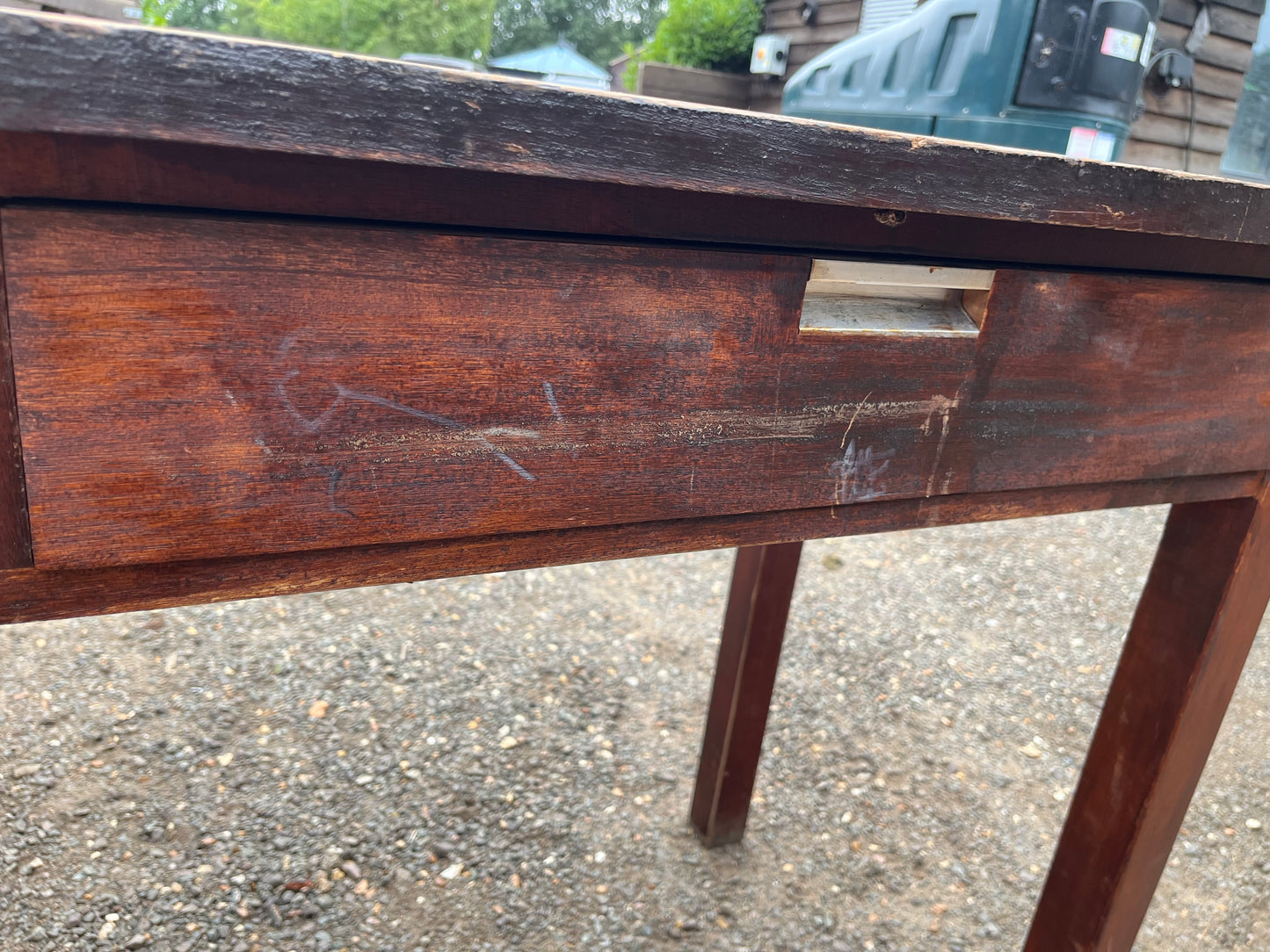 Iroko science lab table / desk from Smithdon school brutalist design c1954