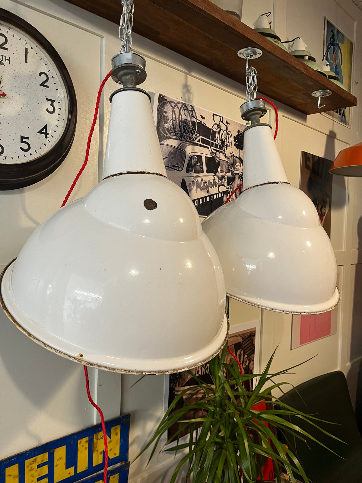 Vintage Parabolic  Factory Lamp Shades - Benjamin 1930s/40s large 43cm diameter (PAIR)