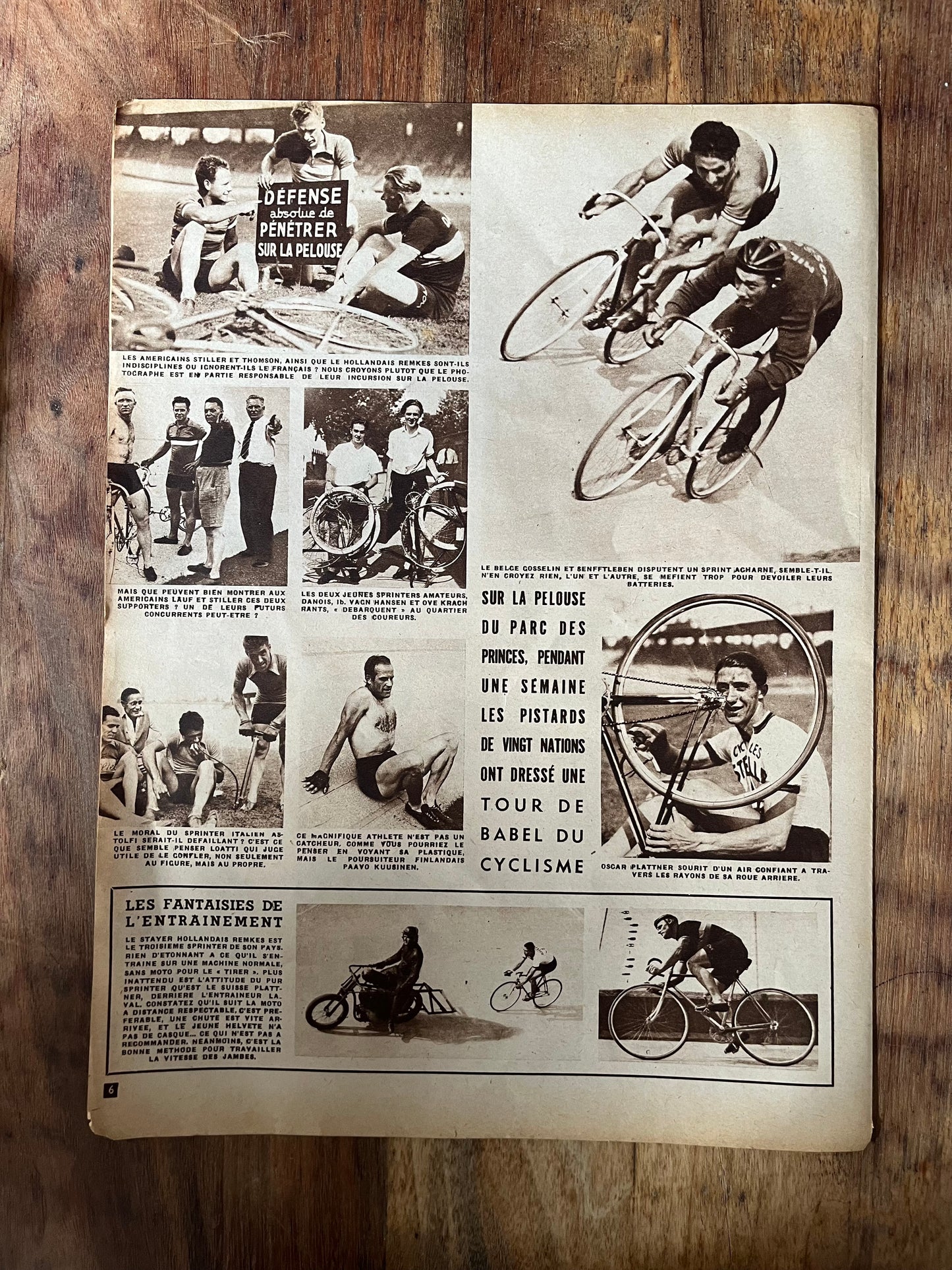 Vintage french pista / track cycling print c1953