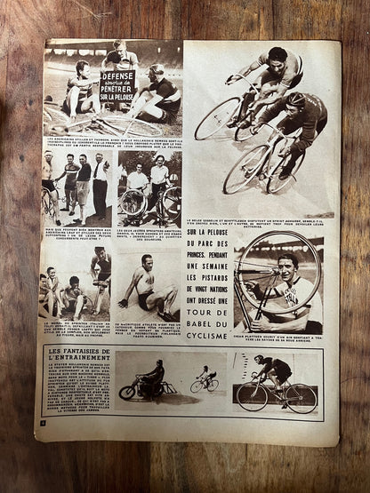 Vintage french pista / track cycling print c1953