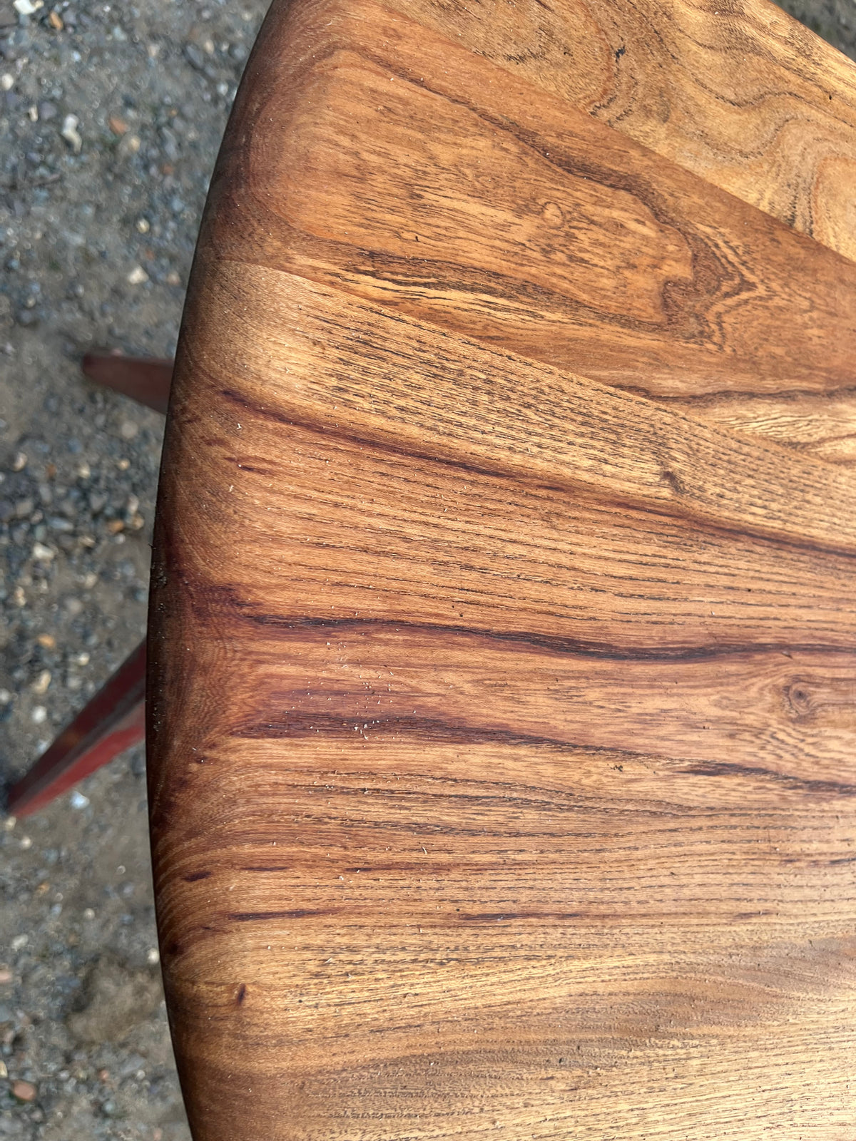 1950s James Leonard ESA side Table with reclaimed elm top