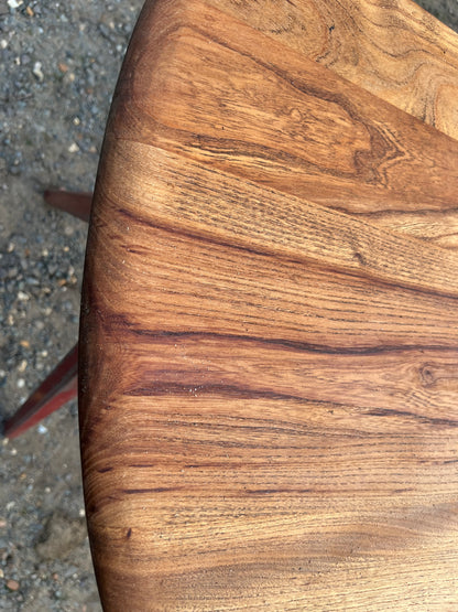 1950s James Leonard ESA side Table with reclaimed elm top