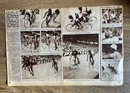 Vintage Tour de France cycling print c1953