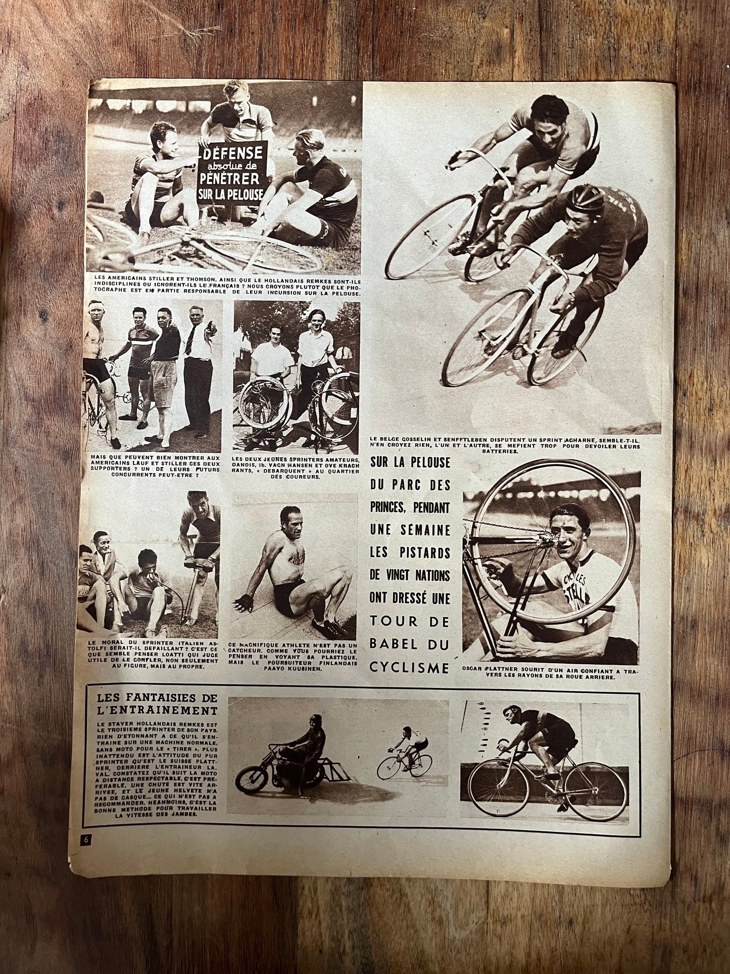 Vintage french pista / track cycling print c1953