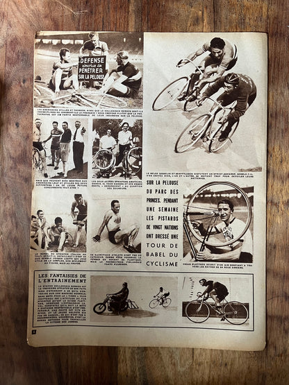 Vintage french pista / track cycling print c1953