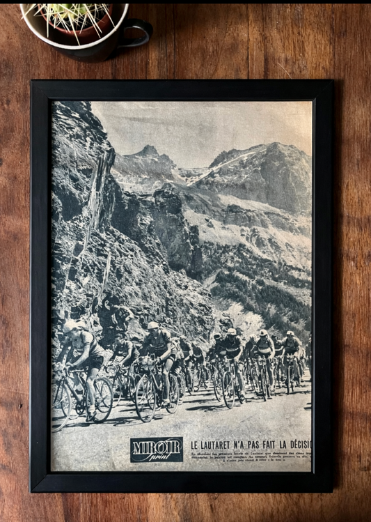 Vintage Tour de France cycling print - Mt Lautaret