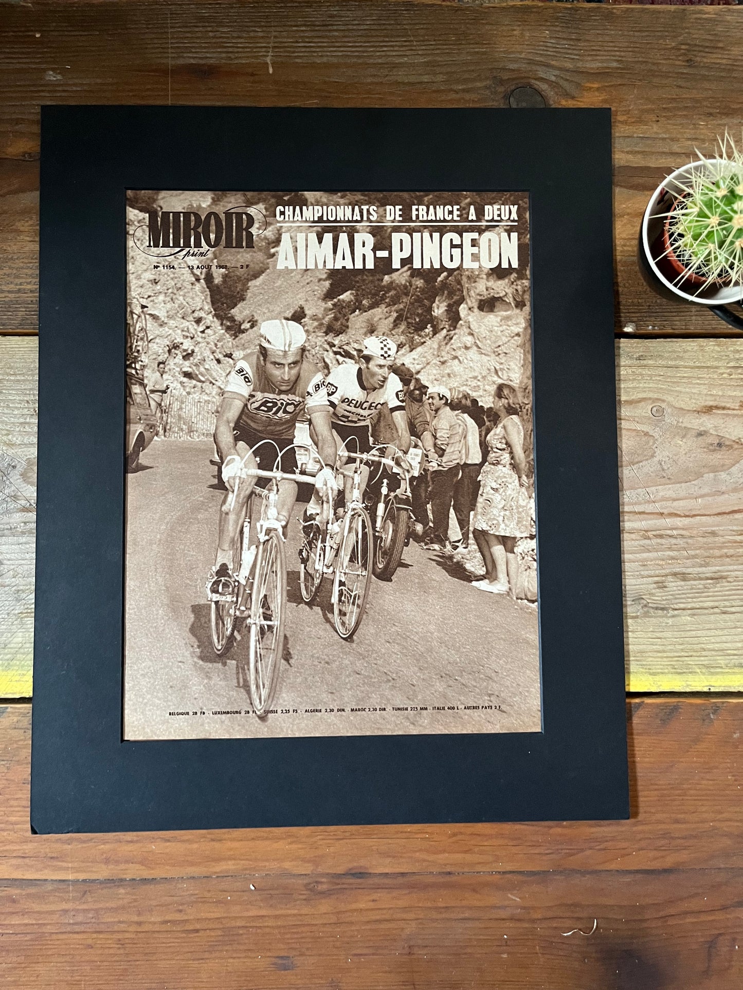 Vintage cycling print 1968 Roger Pingeon Lucien Aimar