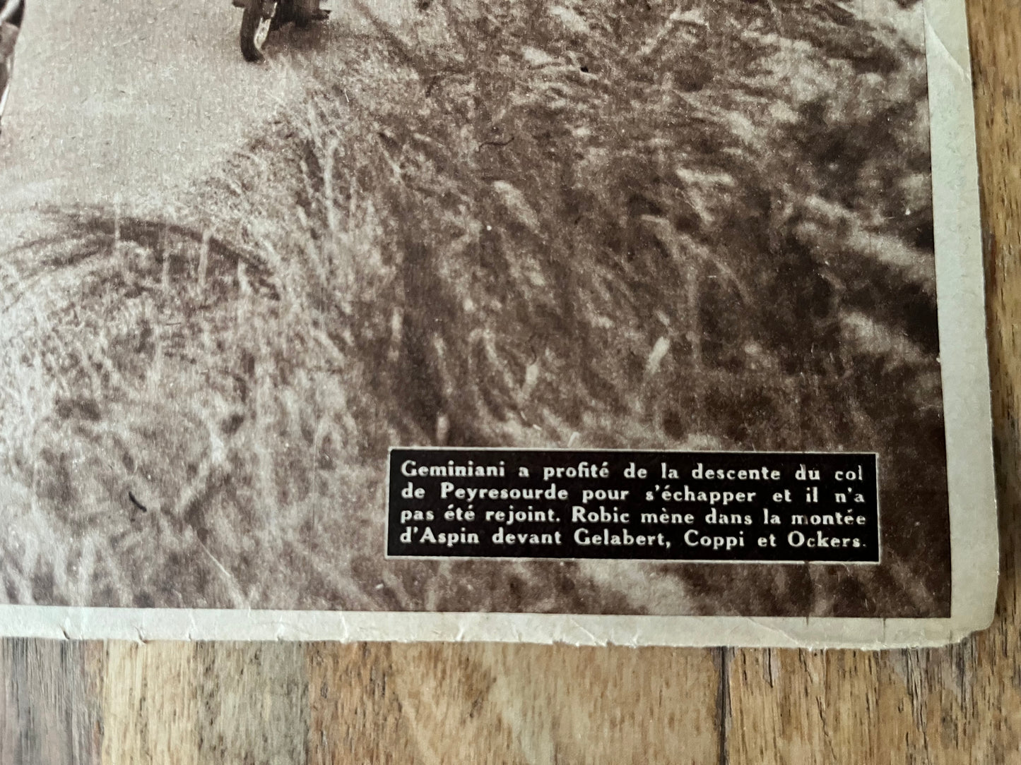 Vintage Tour de France cycling print c1951 Coppi Geminiani