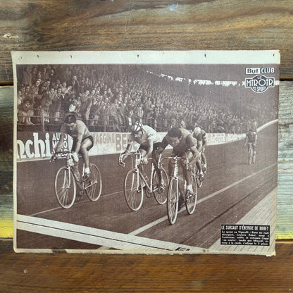 Fausto Coppi / Louison Bobet  vintage cycling print 1951 le sprint au Vigorelli