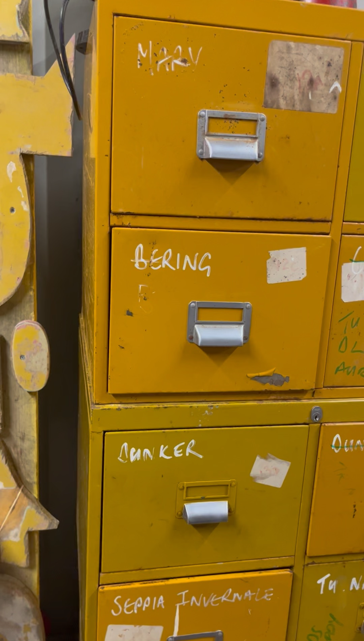Vintage Yellow Metal filing cabinet