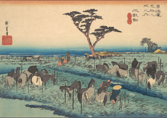 Utagawa Hiroshige Chiryu, Shuka Uma Ichi c1830s vintage Japanese poster