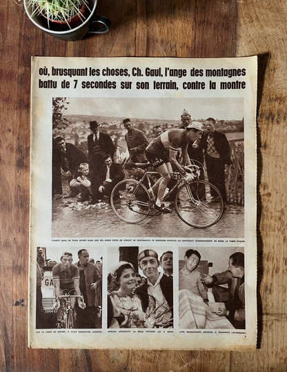 Vintage cycling print Tour de France 1958 Charly Gaul - Ange des montagne