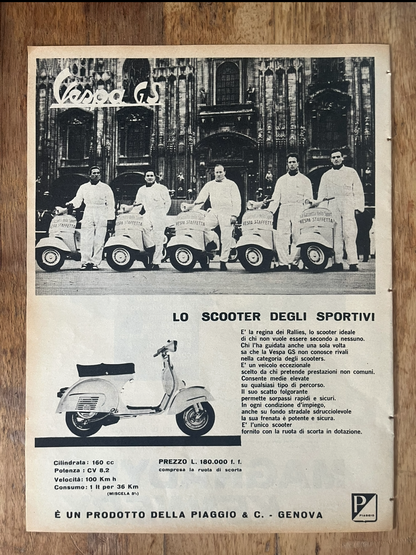Vintage Vespa scooter advertisment print 1963