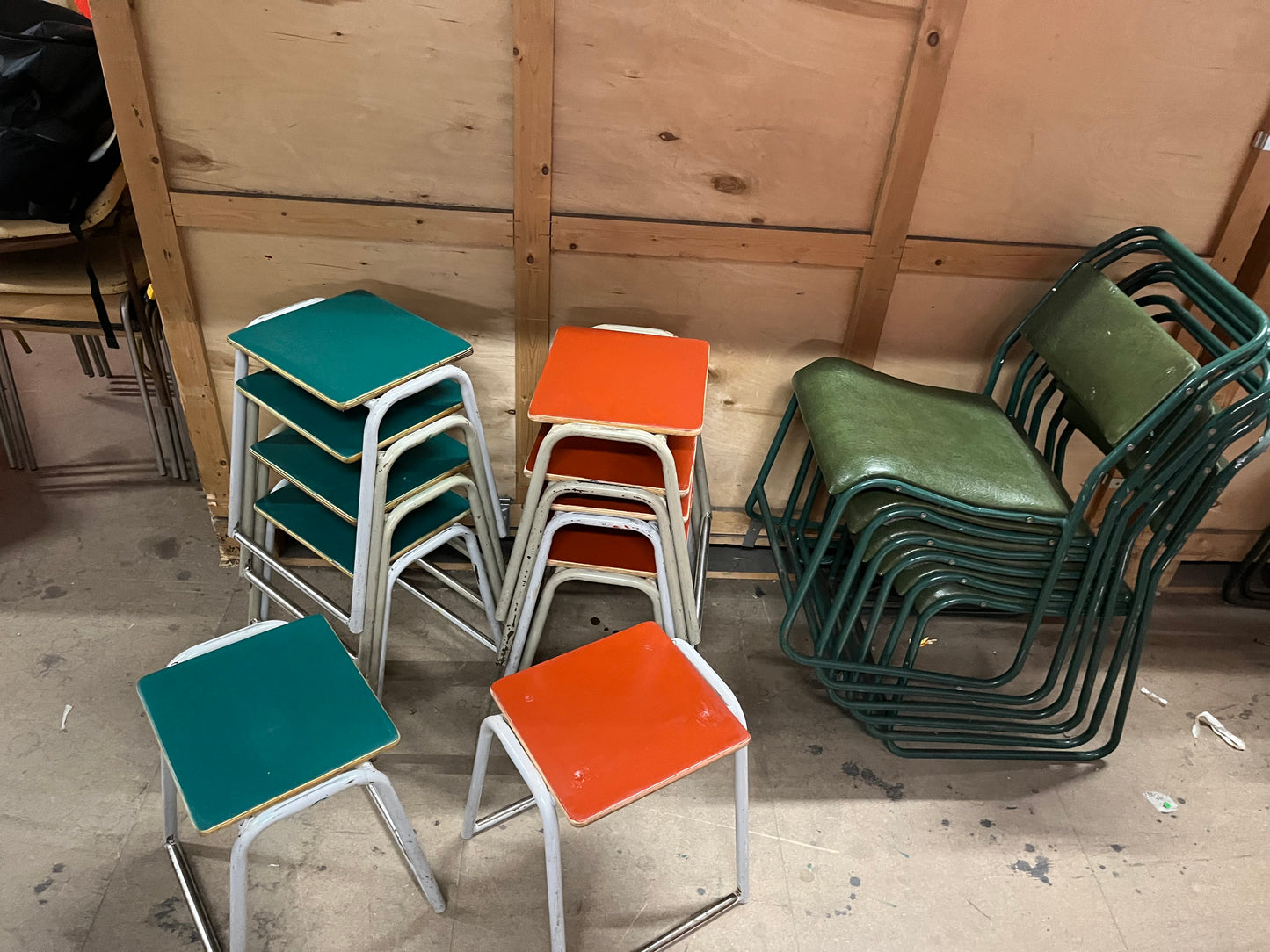 Vintage school Stacking lab stools